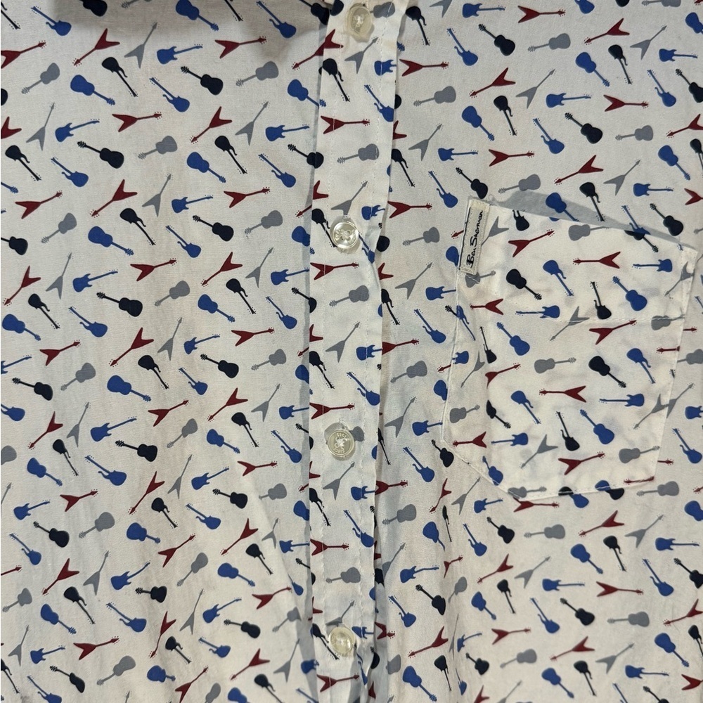 Ben Sherman White Shirt with Multicolor Pattern - Picture 6 of 8